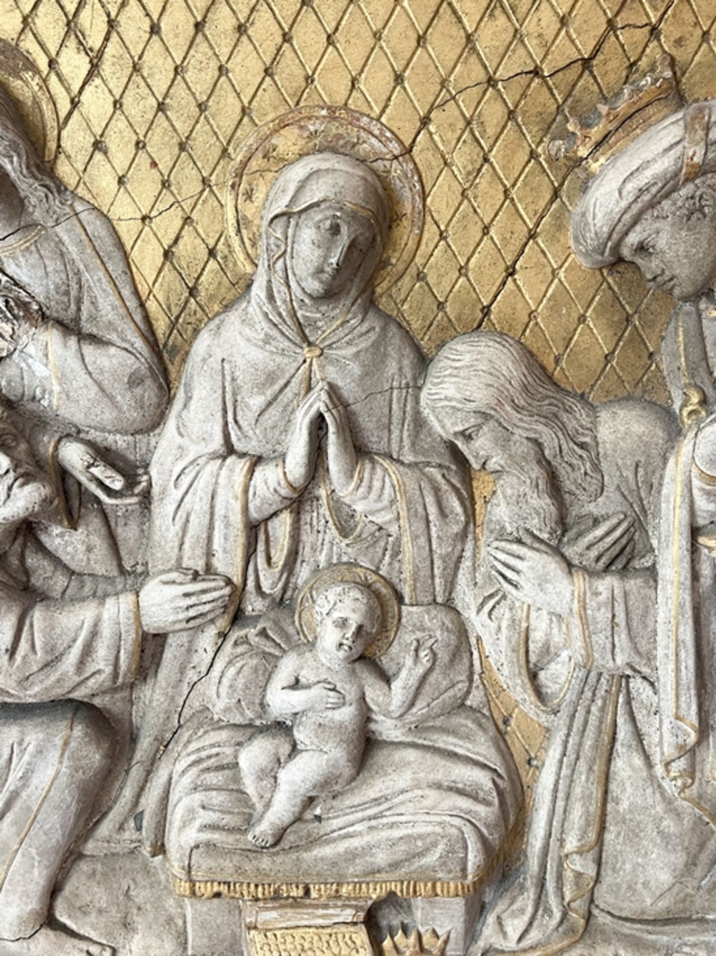 Renaissance Relief Heilige Familie mit den Heilig drei König  - Bild 2 aus 3