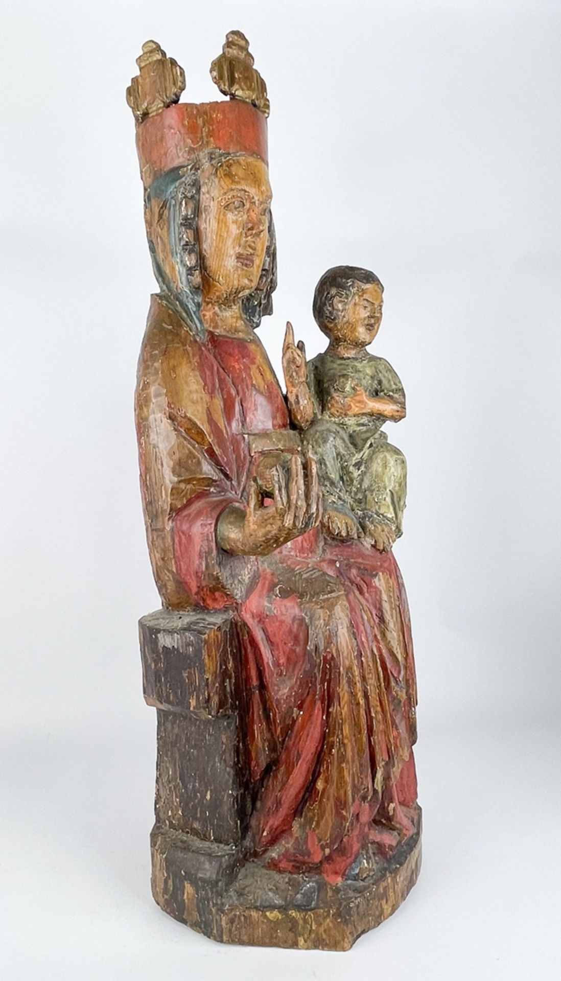 Romanische Skulptur "Madonna mit Kind" - Bild 9 aus 15