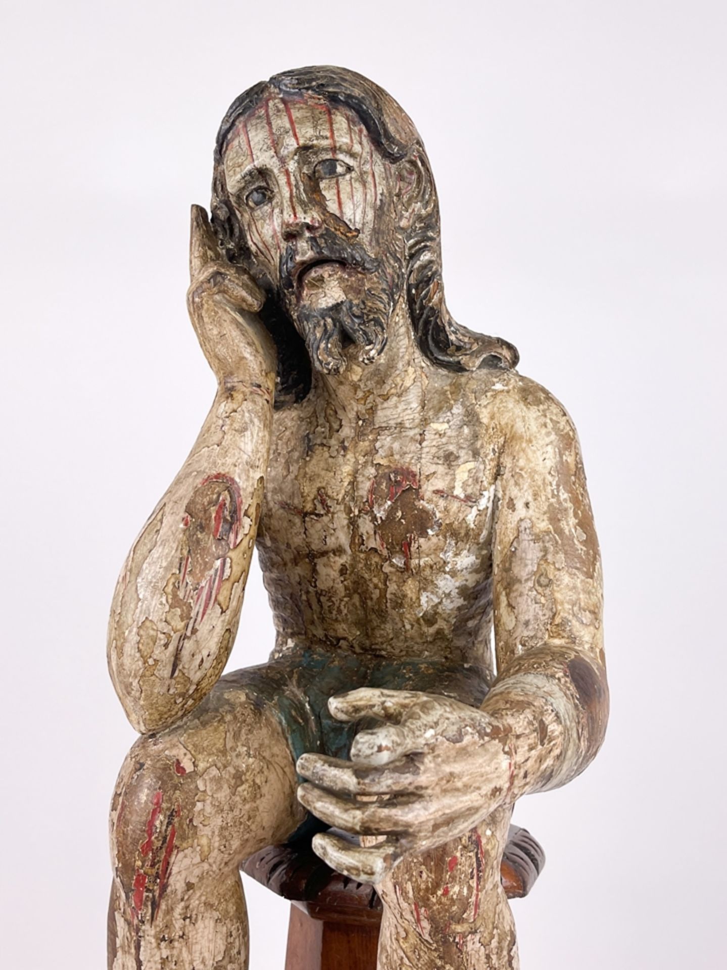 Gotische Skulptur "Rastender Jesus" - Bild 3 aus 25