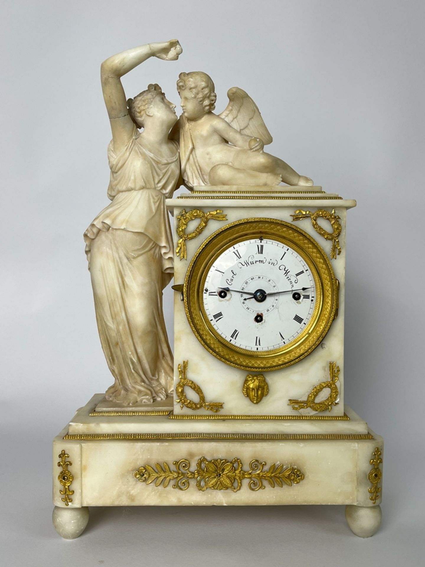 Traumhafte Wiener Empire Alabaster Uhr