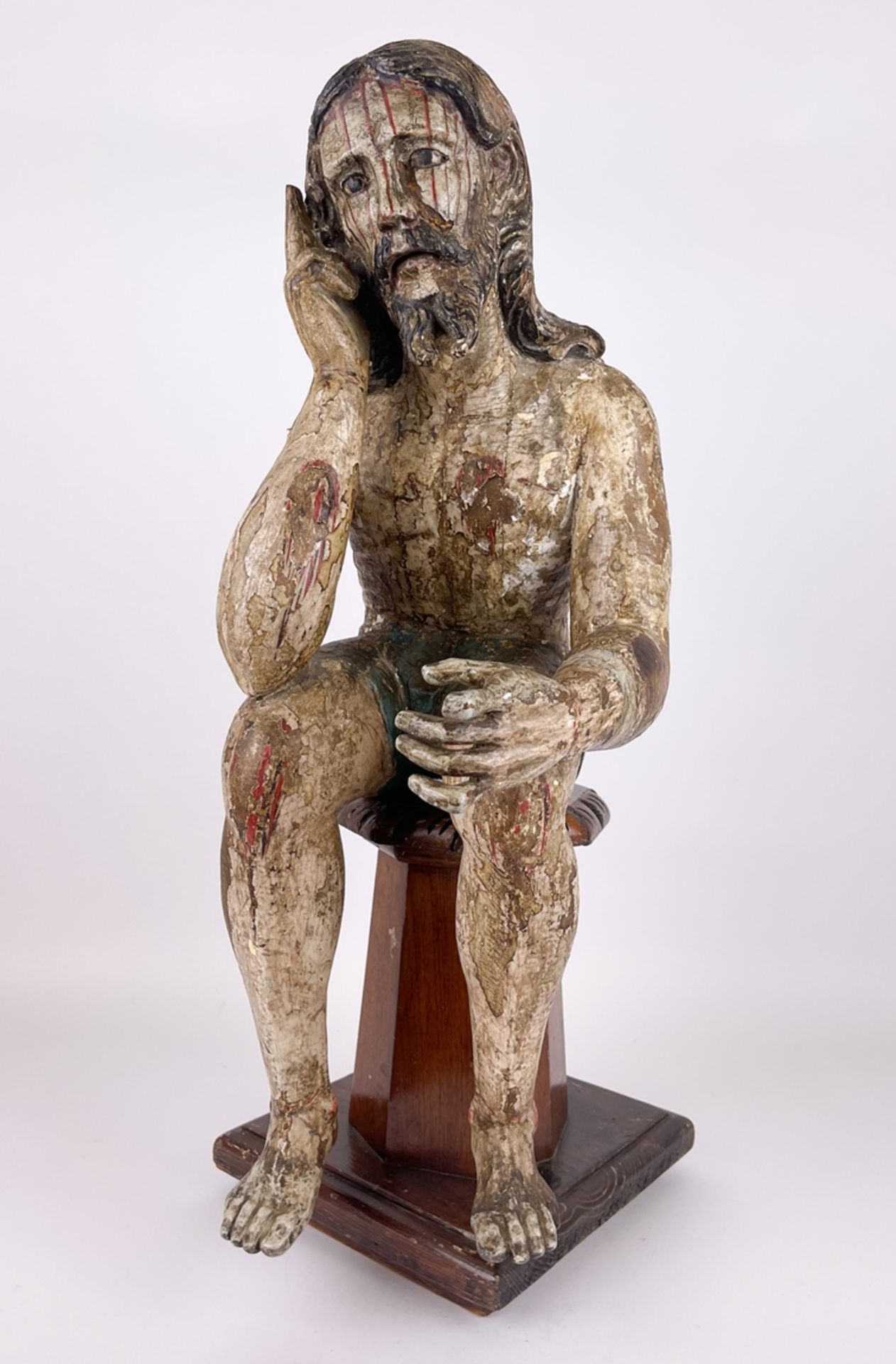 Gotische Skulptur "Rastender Jesus" - Bild 2 aus 25
