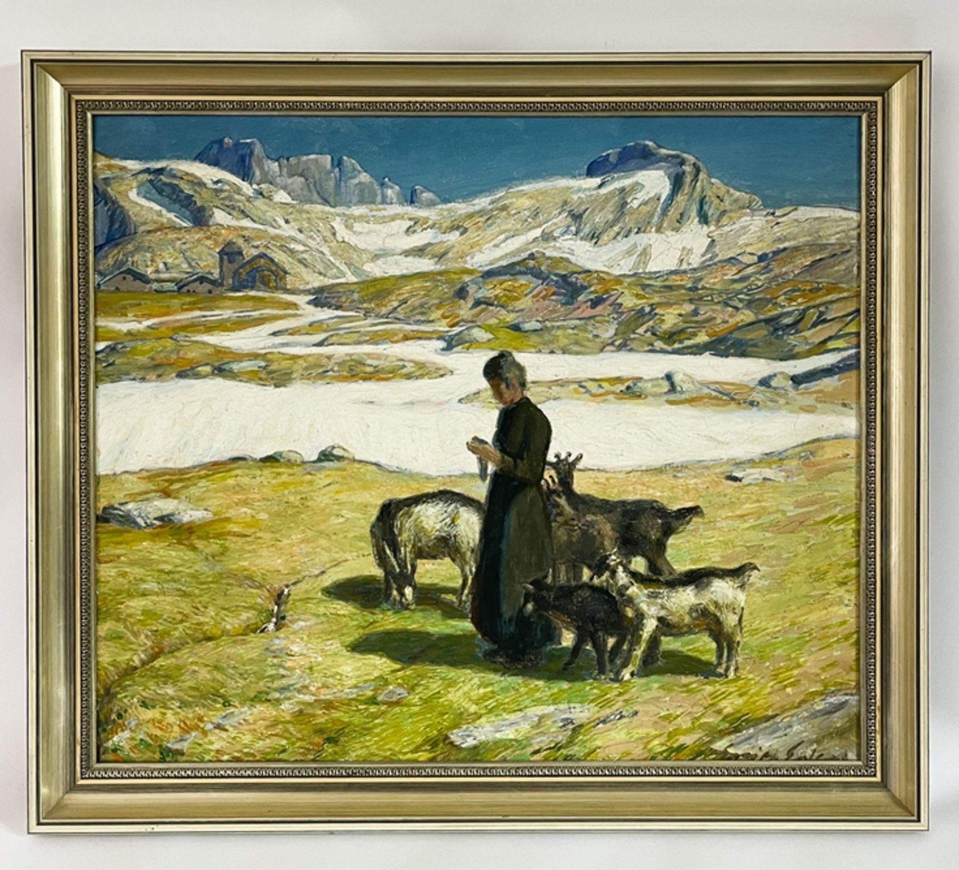 Erich Erler - Samaden Frau mit Ziegen 