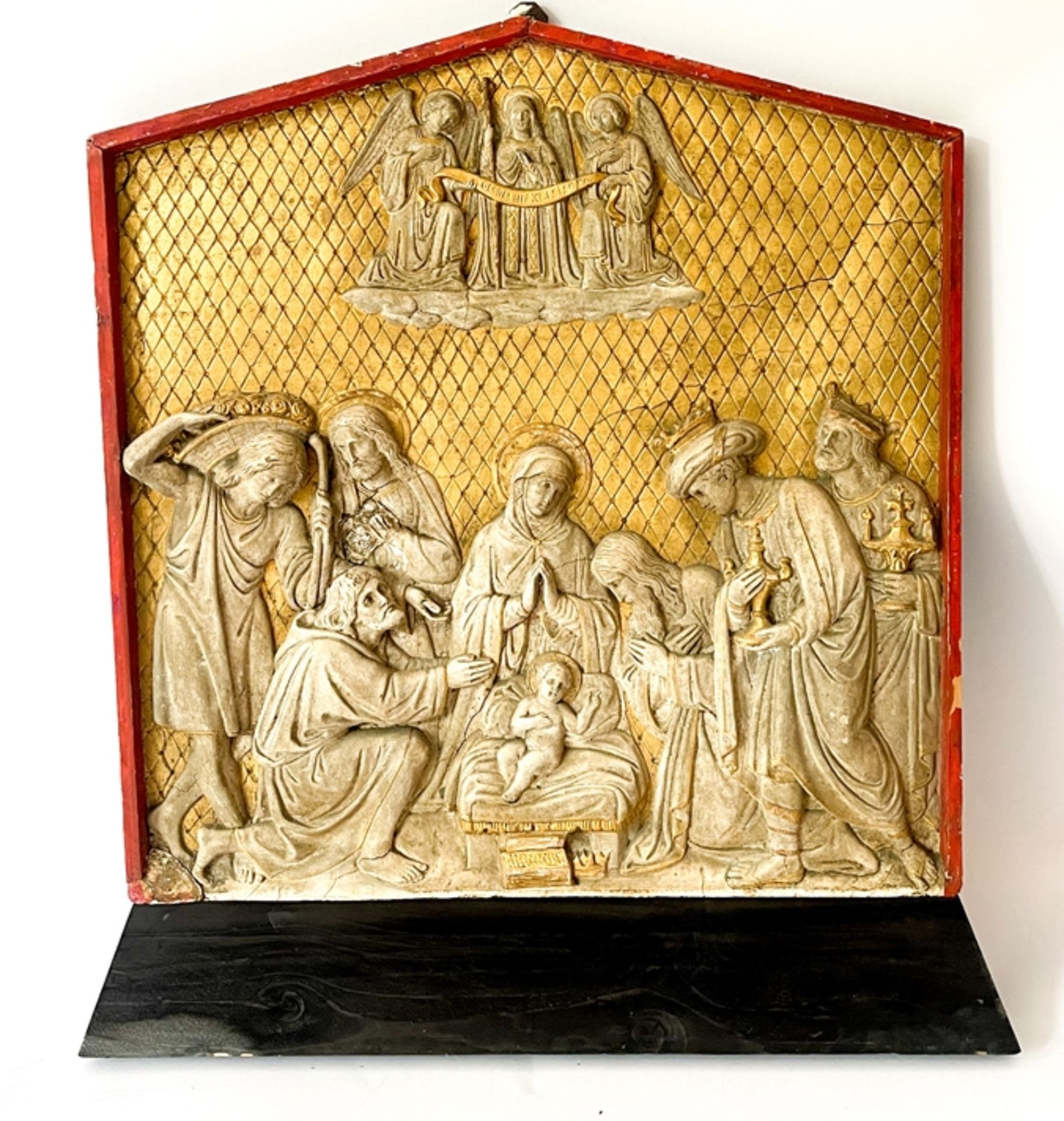 Renaissance Relief Heilige Familie mit den Heilig drei König 