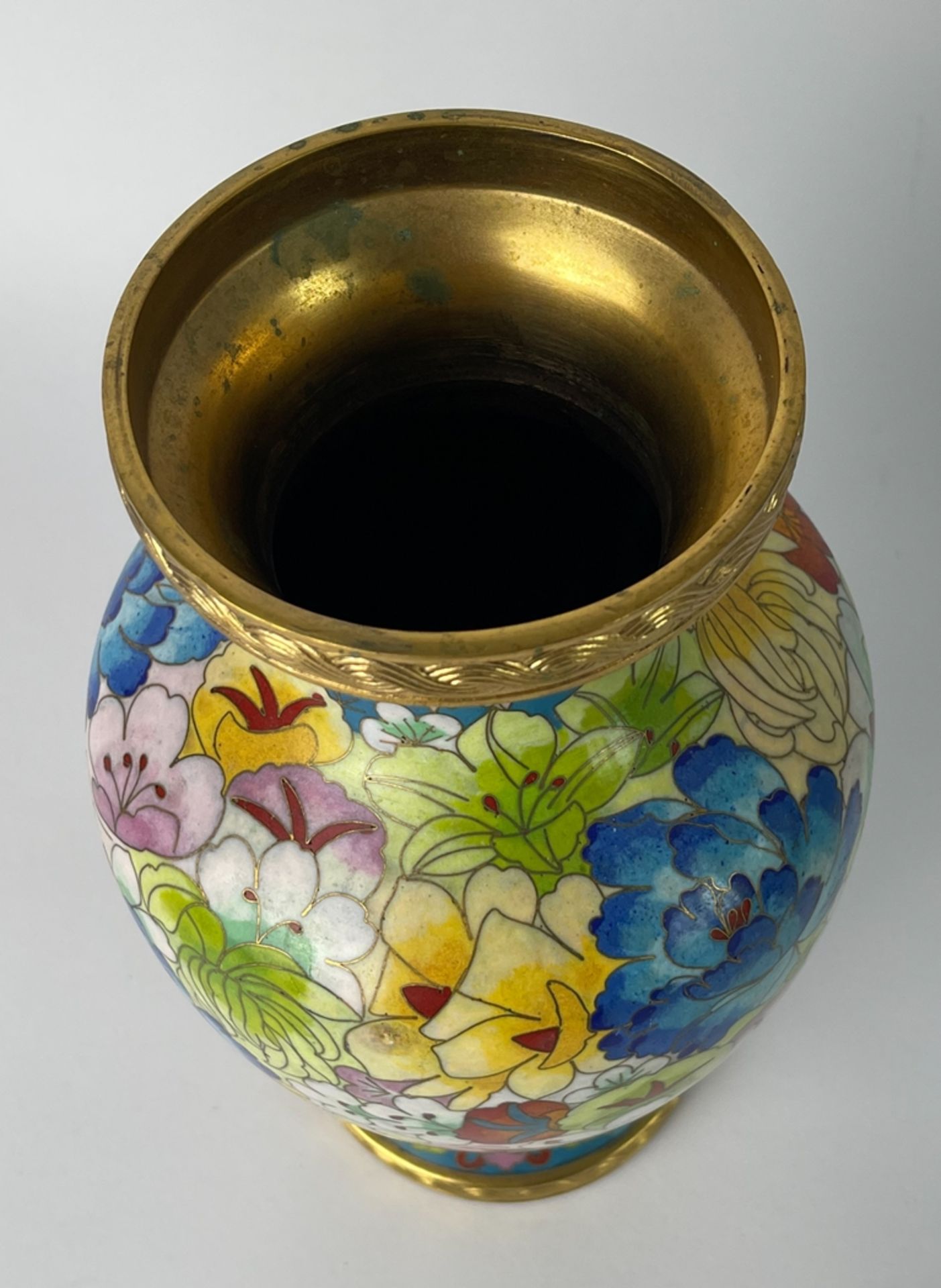 Traumhaft bunte Cloisonne Vase - Bild 3 aus 8