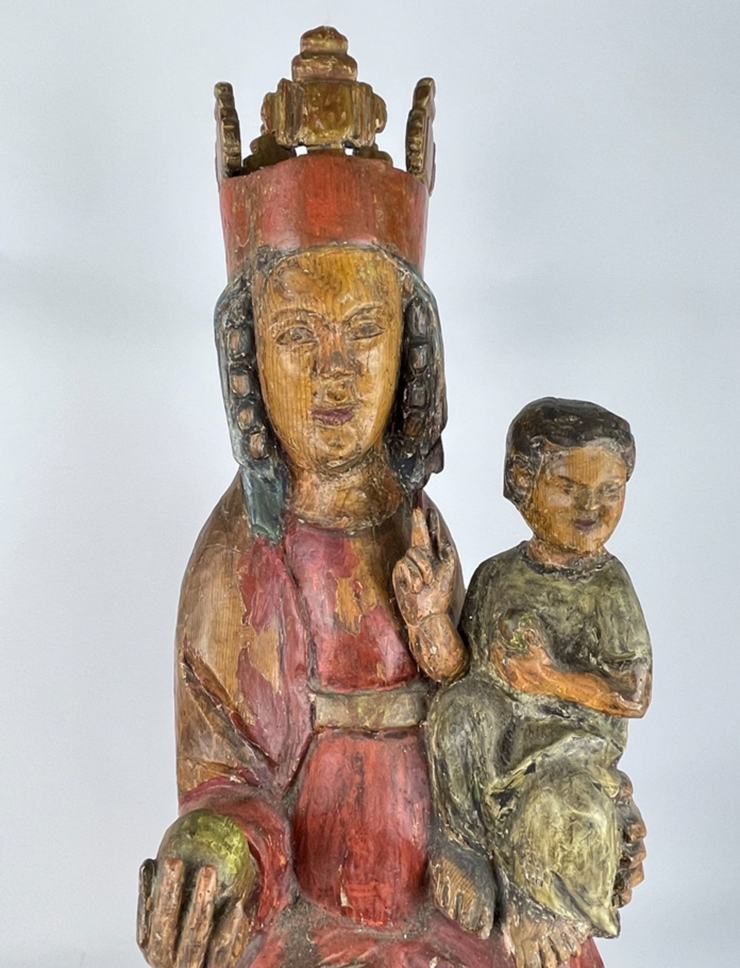 Romanische Skulptur "Madonna mit Kind" - Bild 2 aus 15