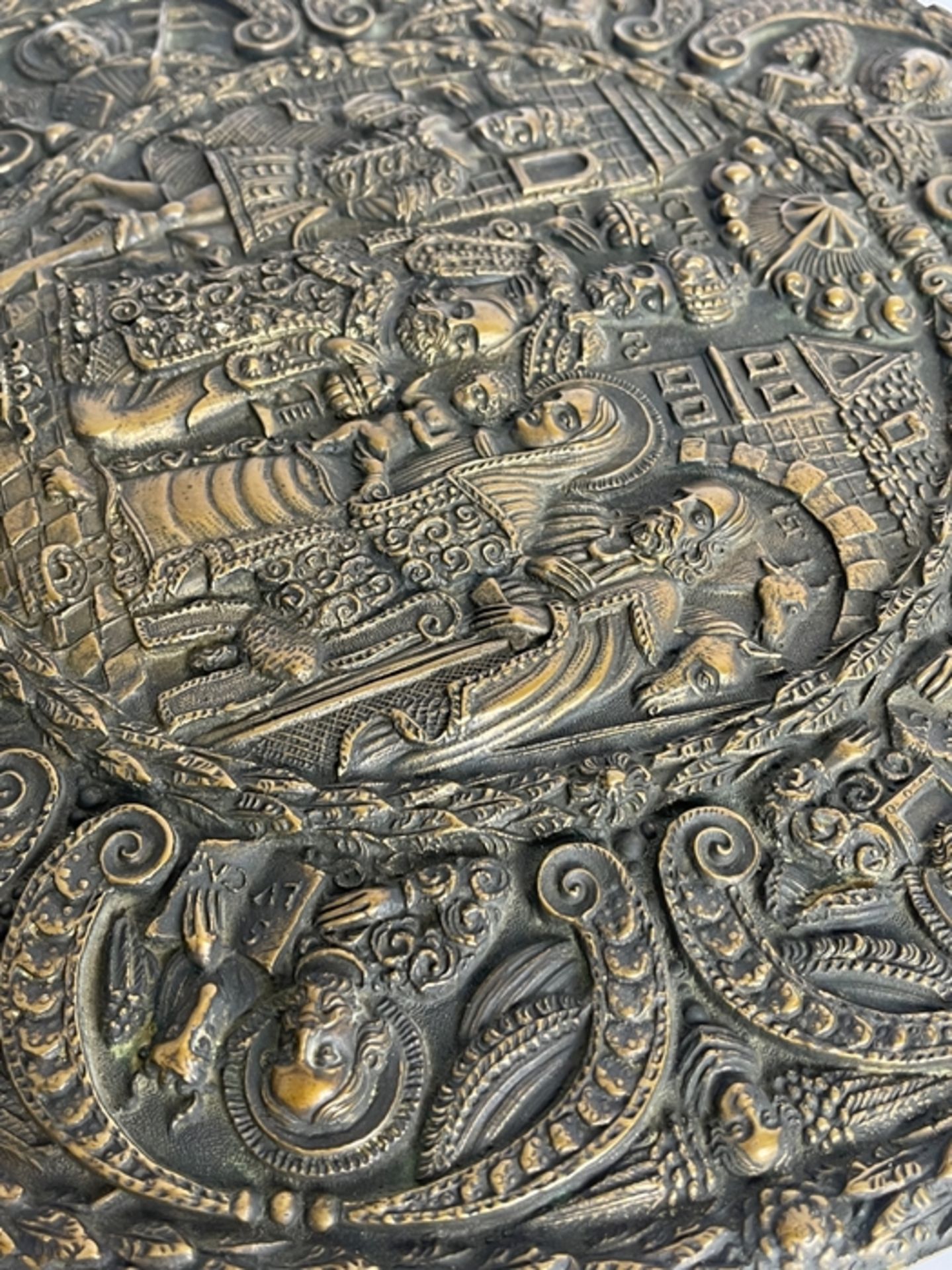 Große Barocke Bronze Platte / Schild / Plakette - Image 11 of 12