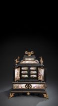 A FINE VIENNESE ENAMELLED AND GILTBRASS MOUNTED KABINET CASE