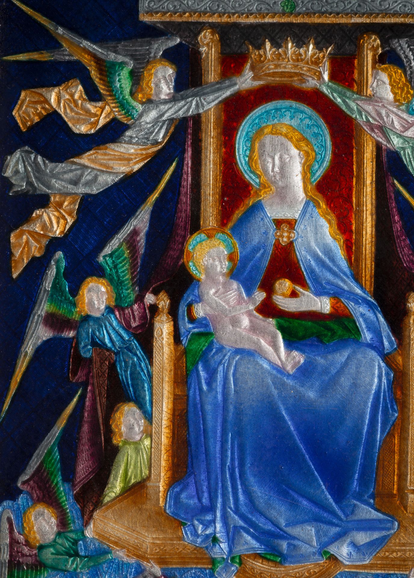 Prunkvolles Andachtsbild aus Email mit Thronender Madonna - Bild 5 aus 5