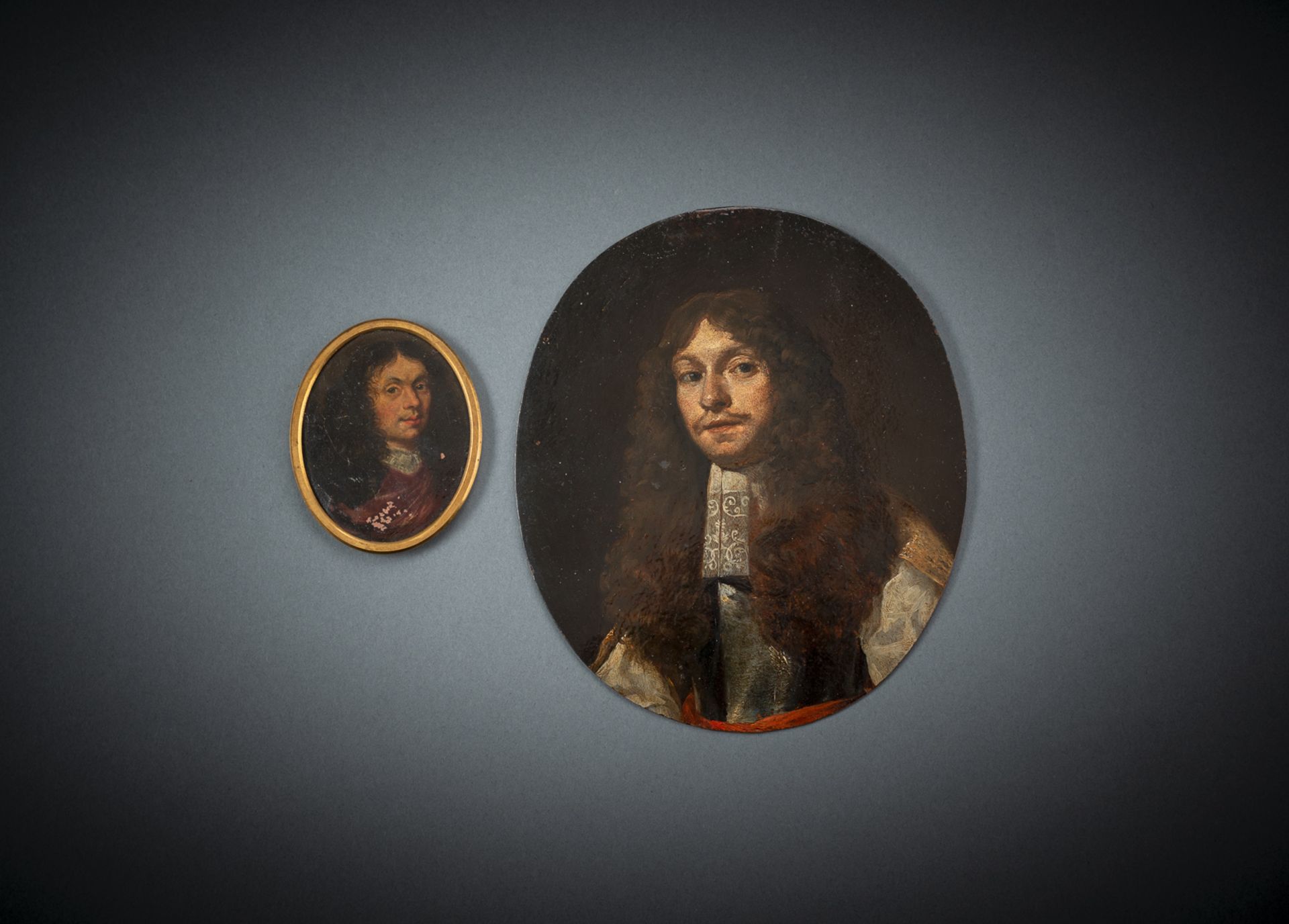 Zwei Miniatur-Bildnisse barocker Edelmänner
