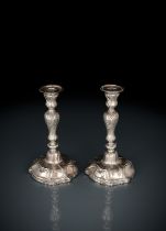A PAIR OF BELGIAN ROCOCO CANDLESTICKS
