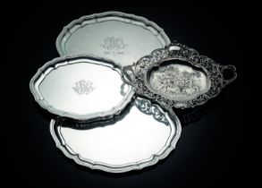 THREE OVAL SILVER DISHES