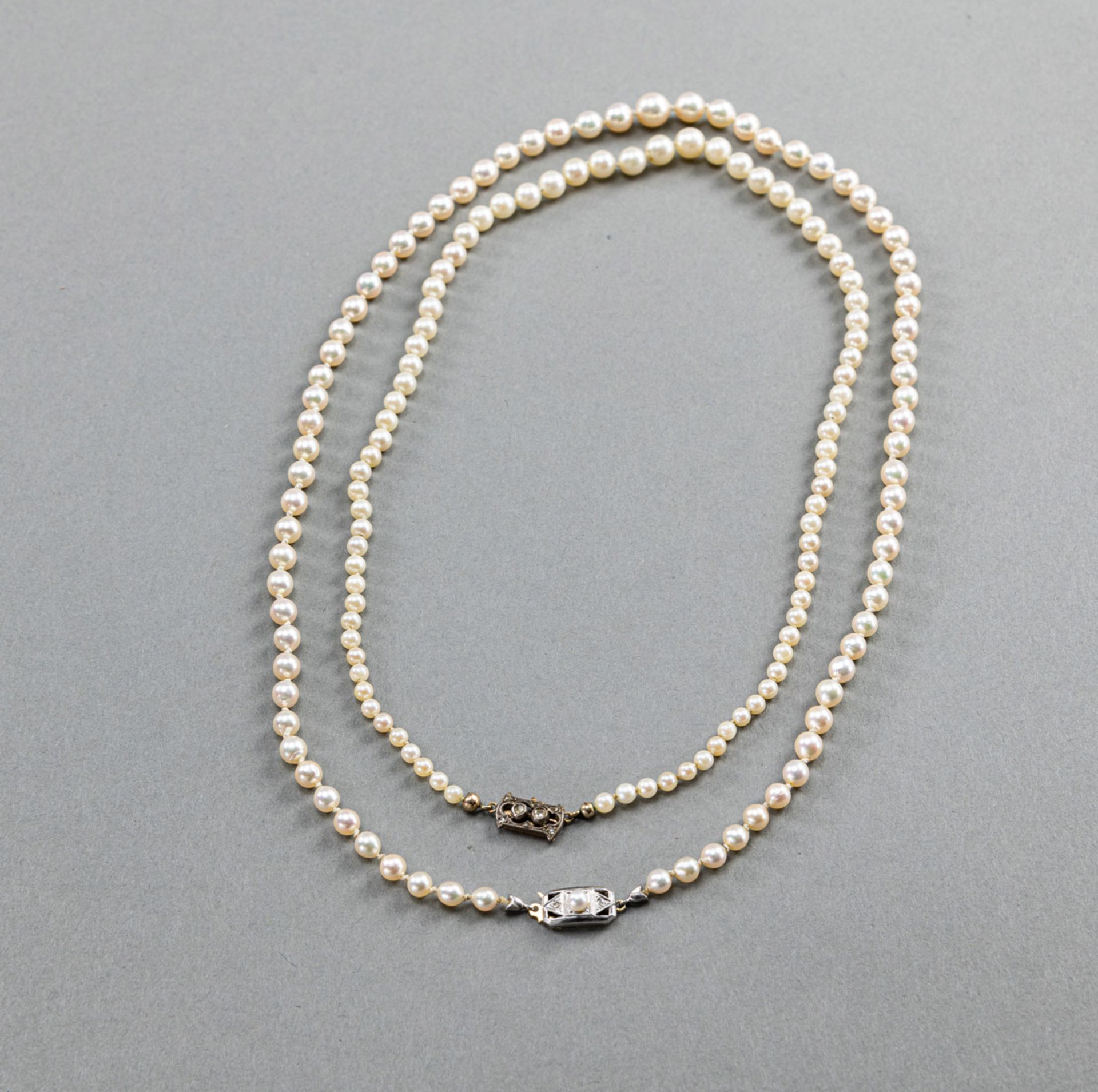 TWO CULTURED PEARL NECKLACES - Image 2 of 2