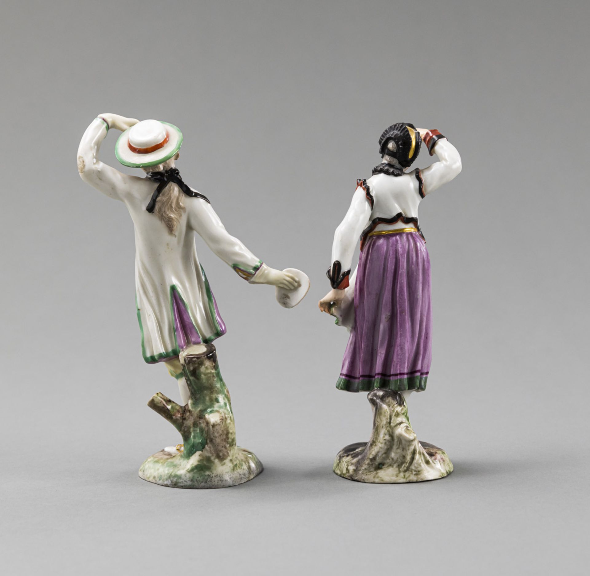 A LUDWIGSBURG PAIR OF PORCELAIN DANCERS - Image 3 of 5