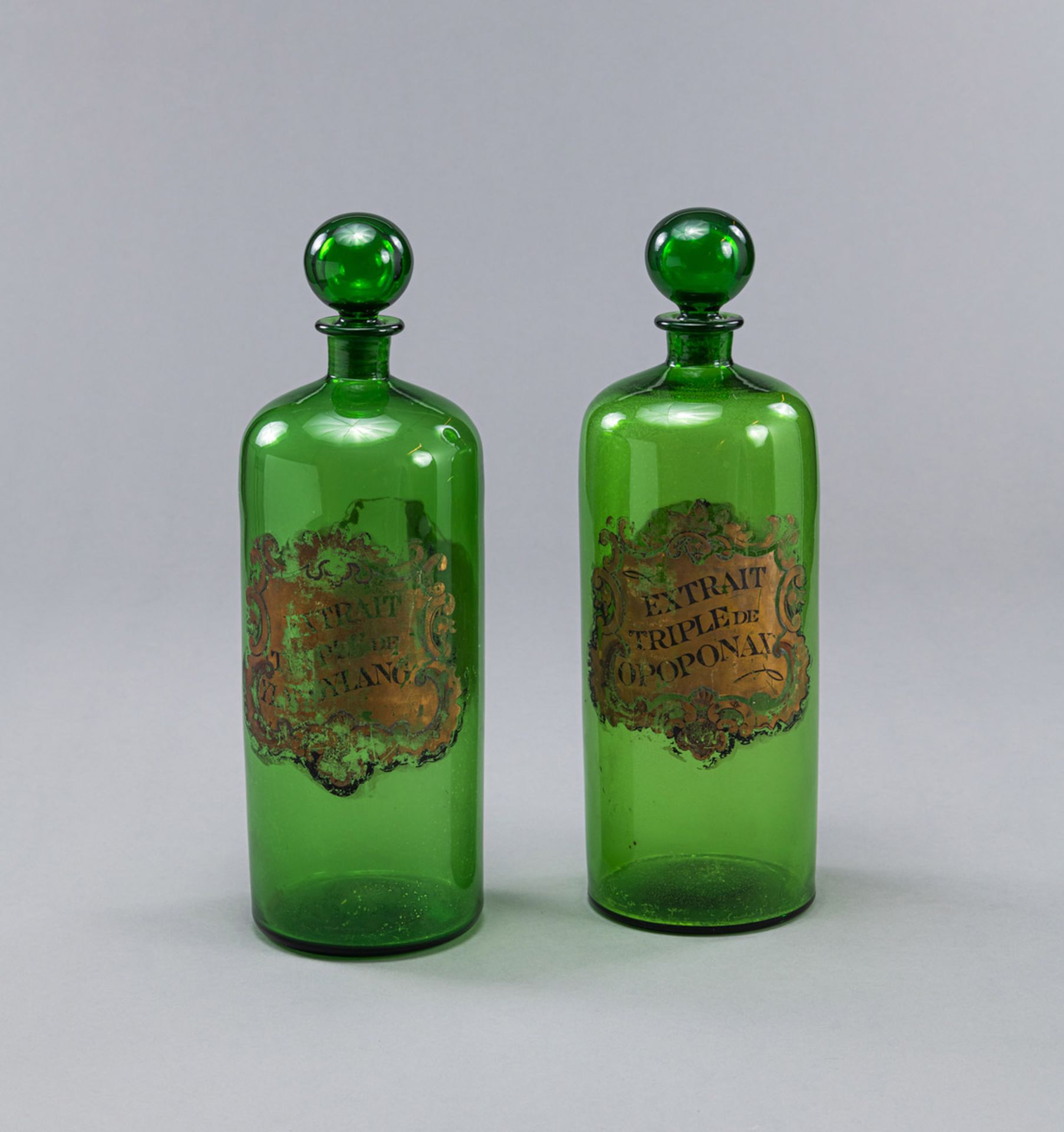 TWO LARGE PHARMACY GLASS VESSELS