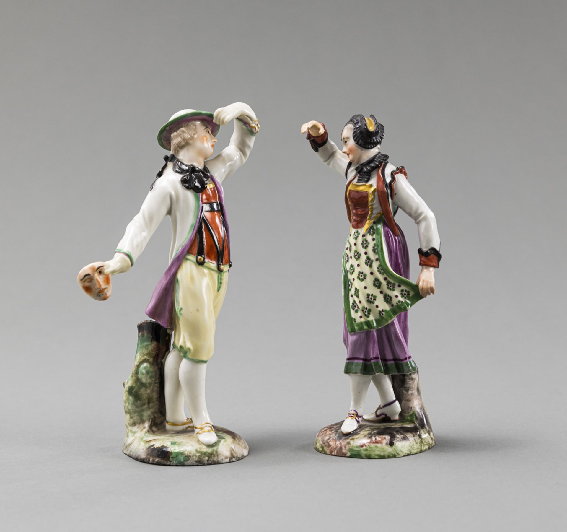 A LUDWIGSBURG PAIR OF PORCELAIN DANCERS - Image 2 of 5