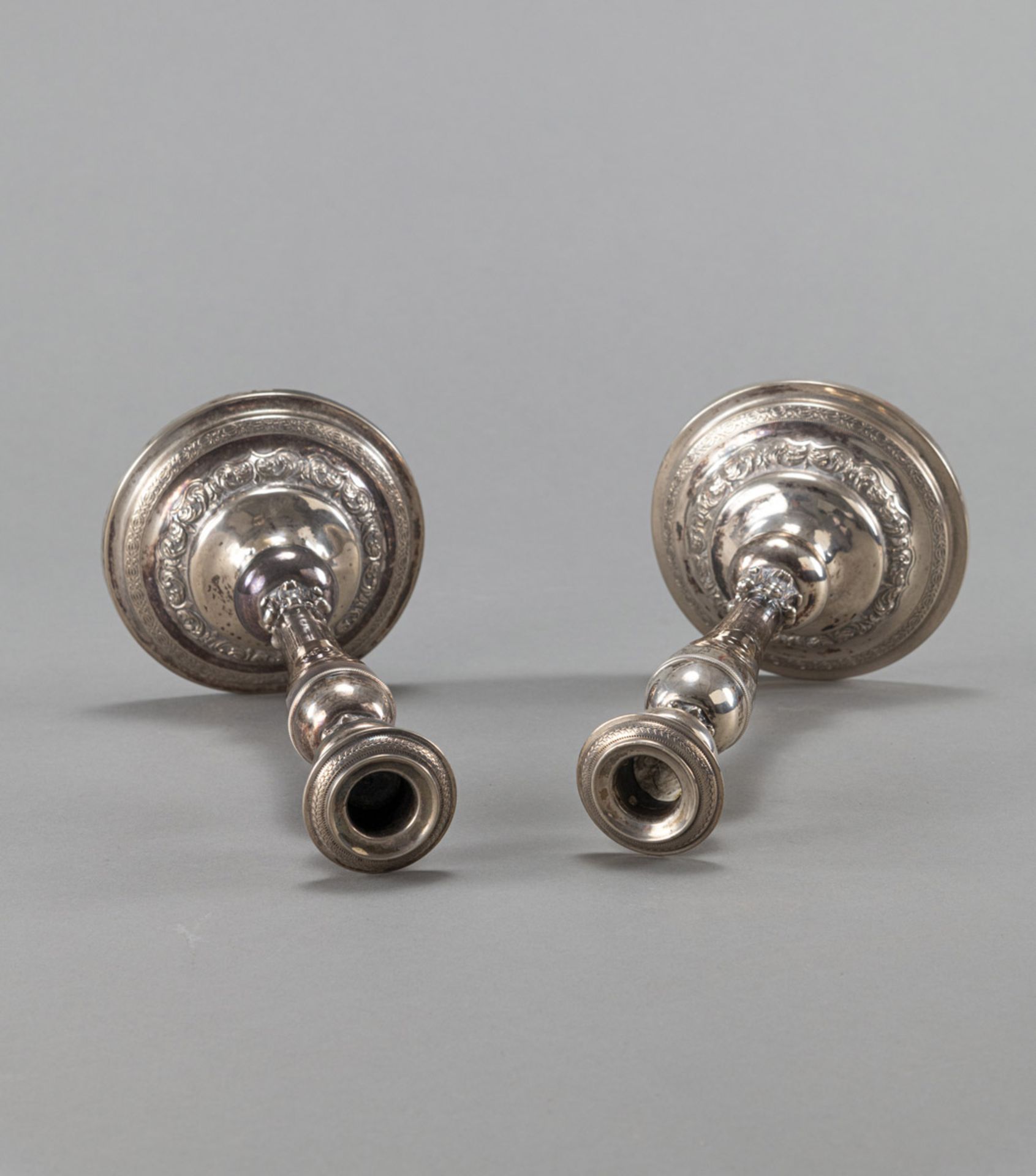 A PAIR OF AUSTRIAN SILVER CANDLESTICKS - Image 4 of 5
