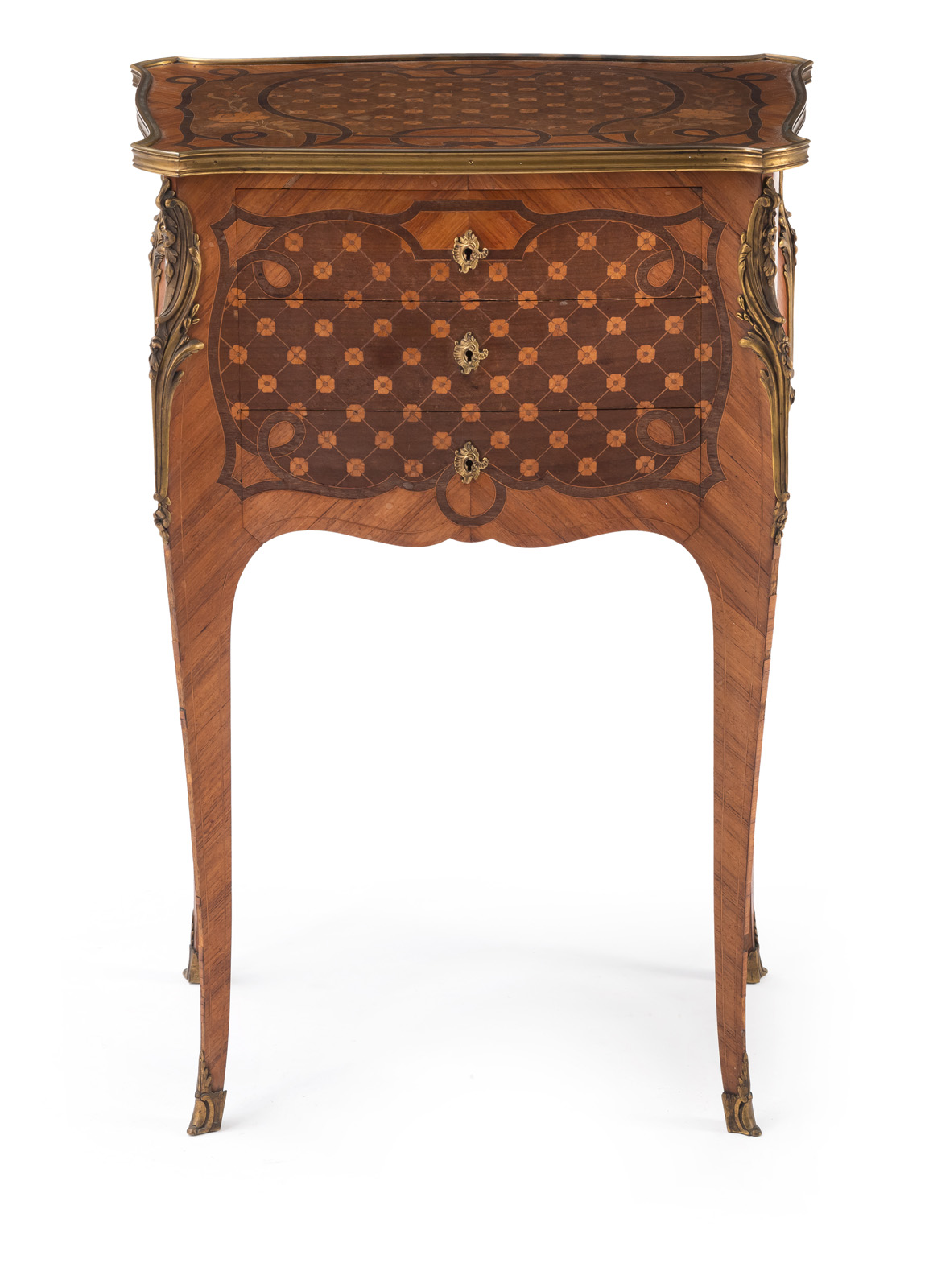A LOUIS VI STYLE BRONZE MOUNTED PARTIAL EBONIZED KINGWOOD MARQUETRIED OCCASIONAL COMMODE - Image 3 of 7