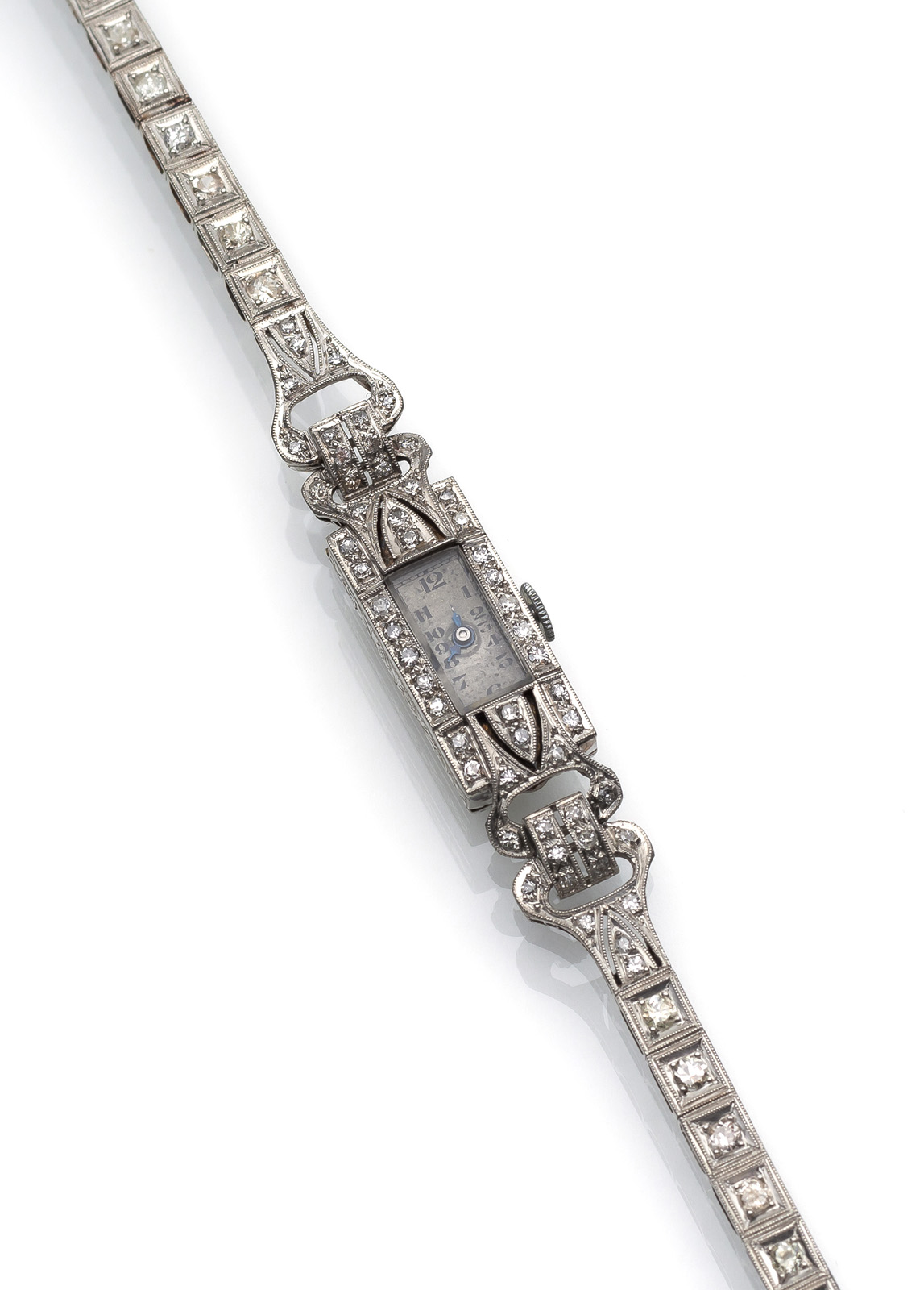AN ART-DECO DIAMOND AND PLATINUM LADY'S WHRIST WATCH - Image 2 of 2