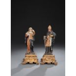 Paar Miniatur-Skulpturen - Hl. Monika und Hl. Augustinus
