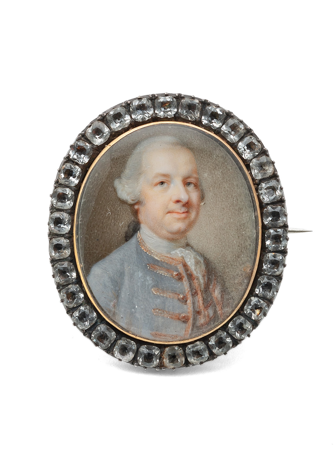 A PORTRAIT MINIATURE OF A GENTLEMAN WEARING A JUSTAUCORPS