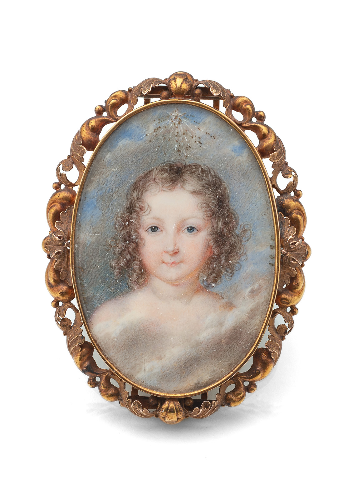 A PORTRAIT MINIATURE OF A LITTLE GIRL WITH WHITE DRESS