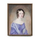Bildnis einer jungen Dame in violettem Kleid