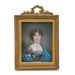 Bildnis einer jungen Dame mit blauer Seidenstola