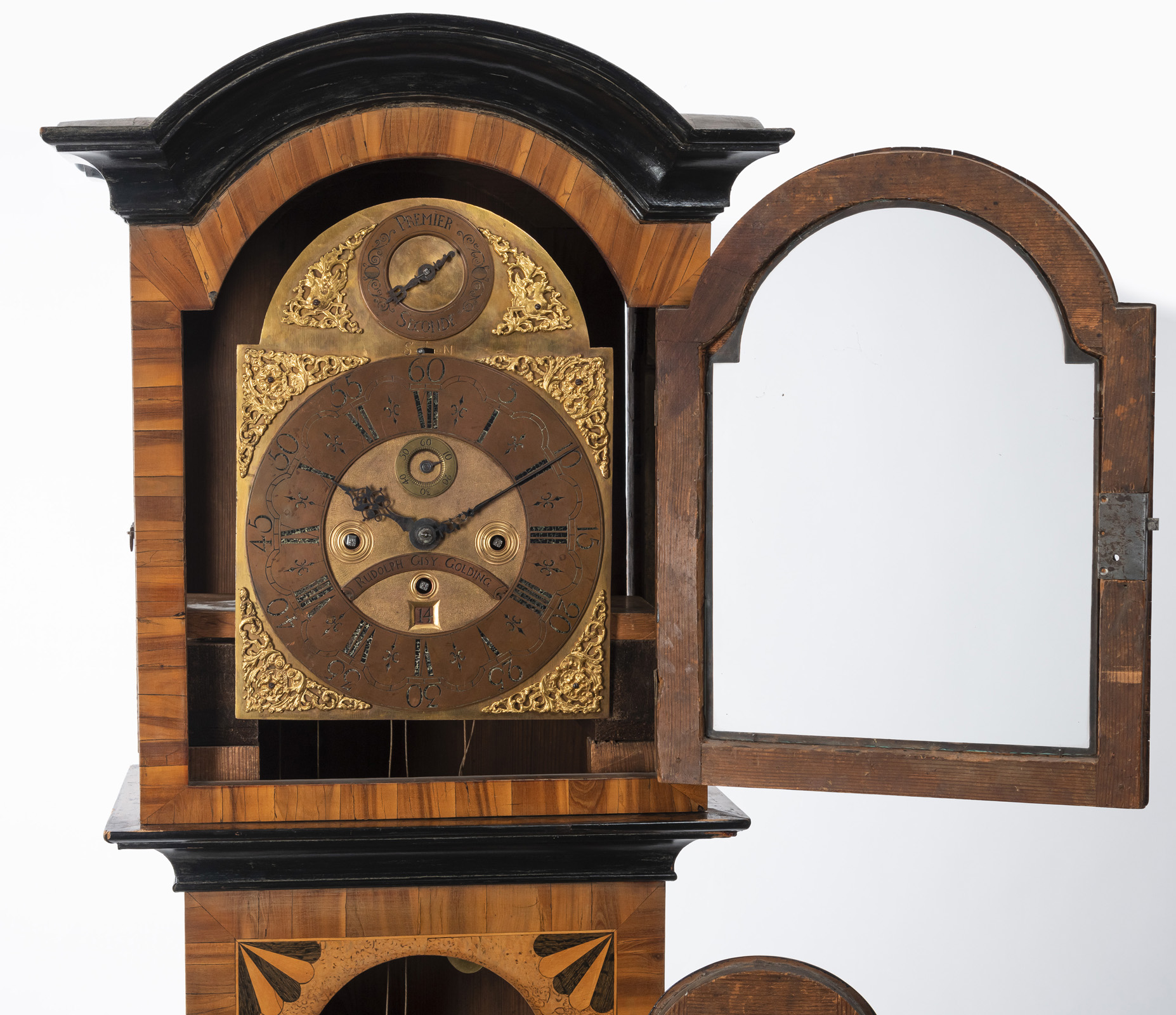 A LARGE GERMAN ROOTWOOD, PLUM, BOG OAK MARQUETRIED LONGCASE CLOCK - Image 11 of 16