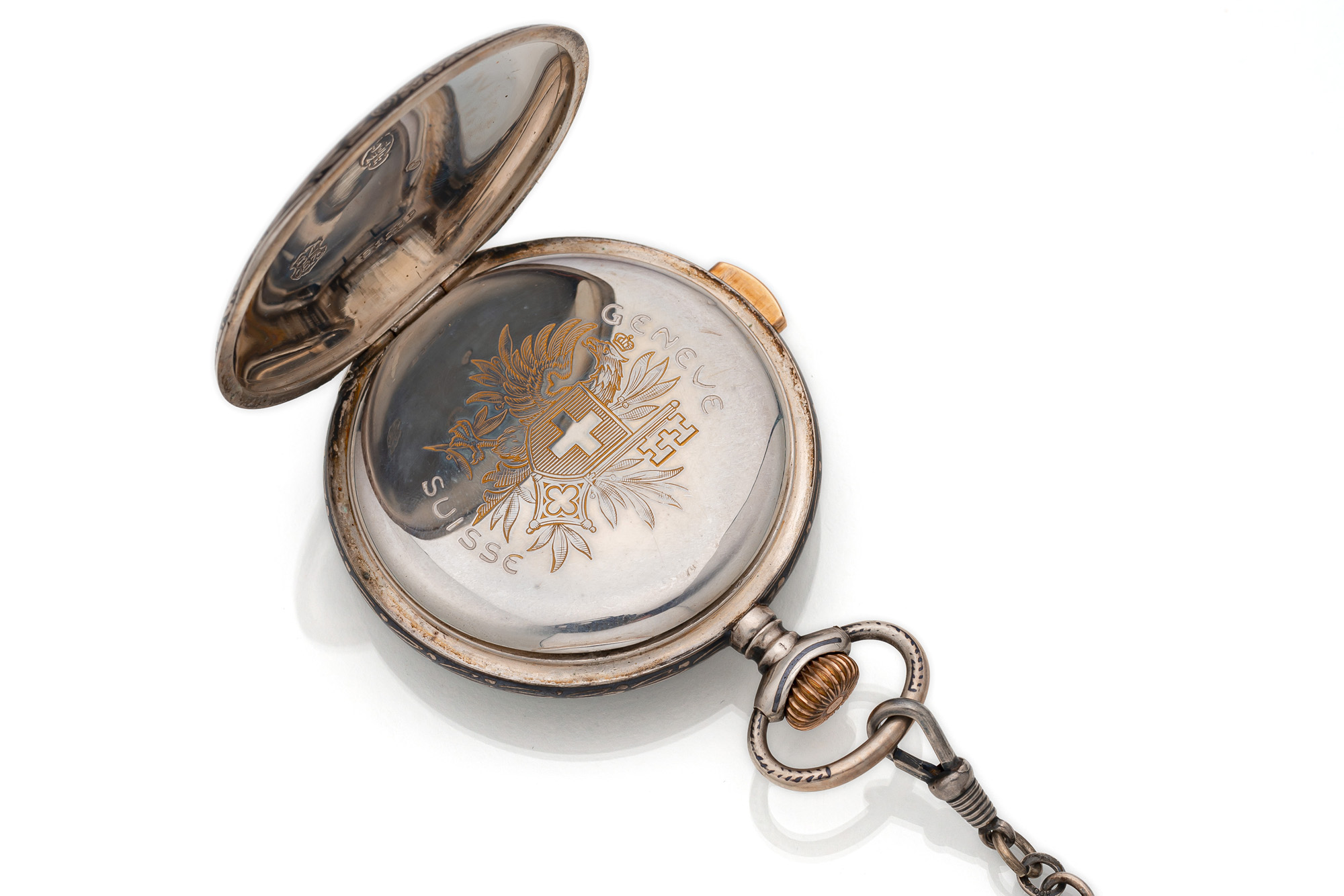 A SWISS POCKET WATCH WITH QUARTER REPETITION - Image 4 of 5