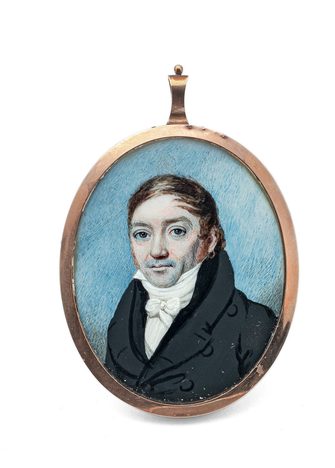 A PORTRAIT MINIATURE OF A GENTLEMAN WITH BLACK FROCK COAT