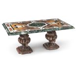 Pietra-Dura-Tischplatte mit zwei Vasen-Füßen