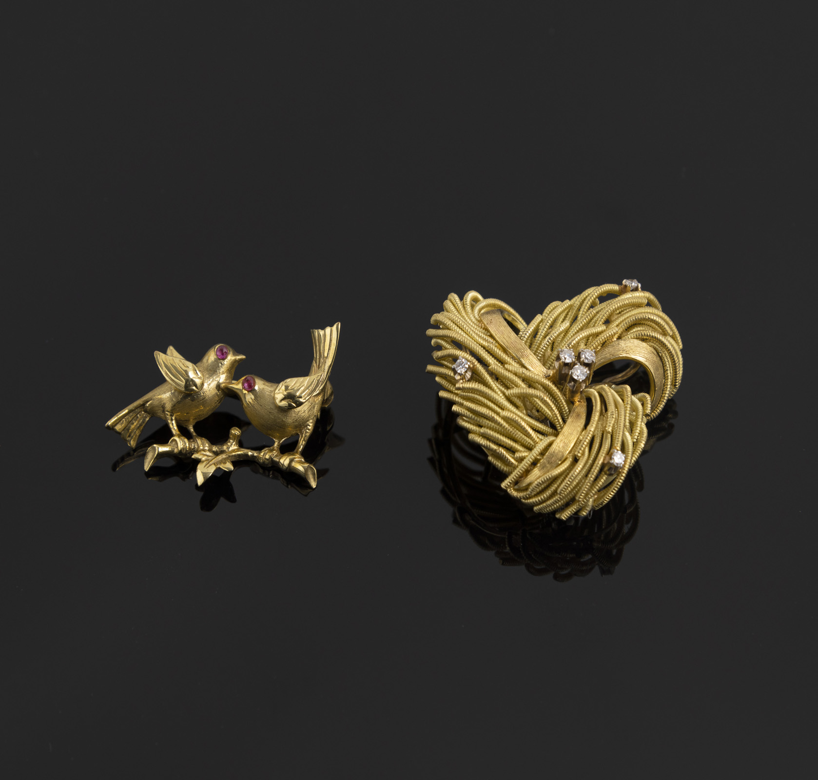 TWO GOLD BROOCHES