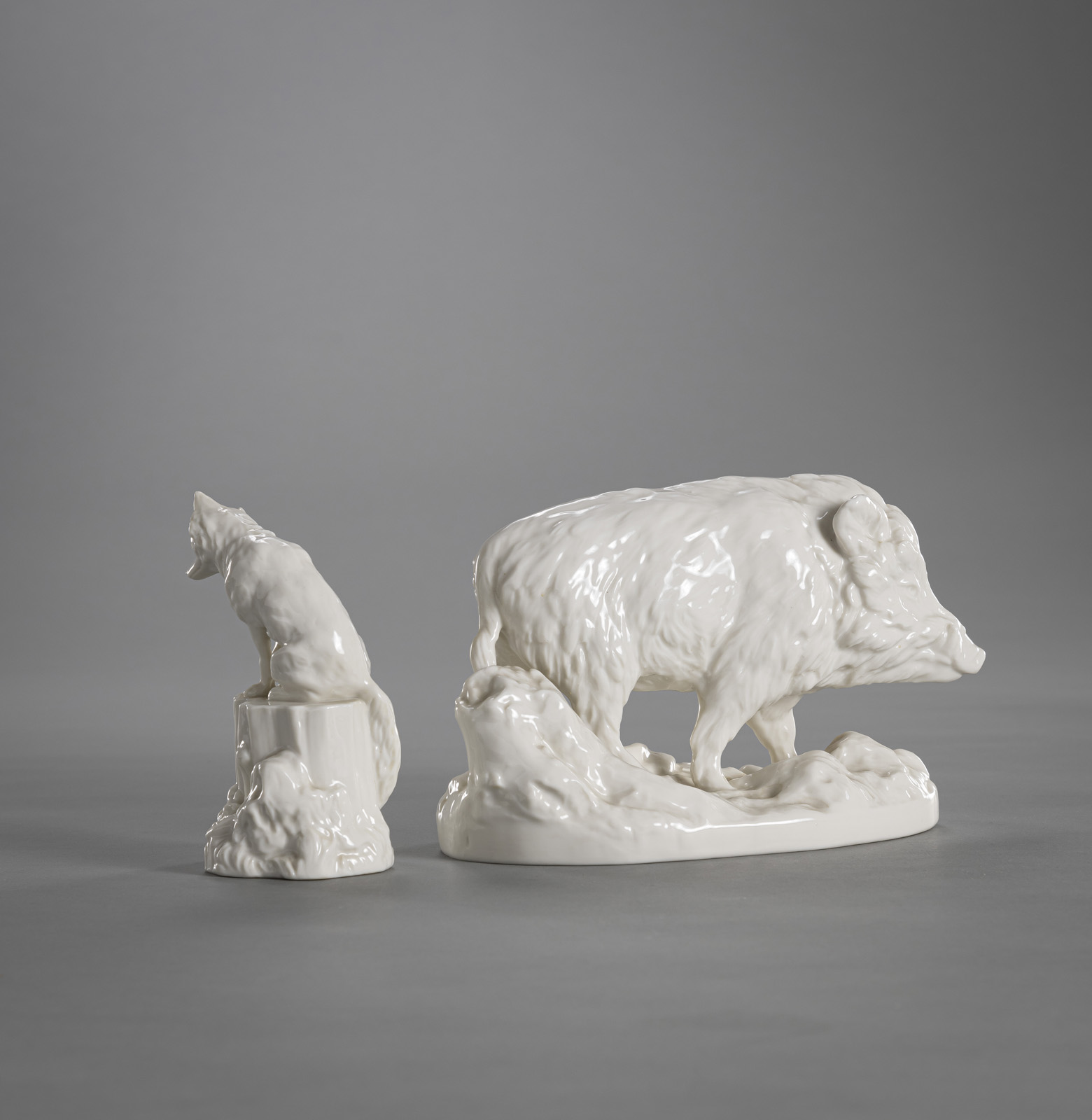 A NYMPHENBURG FIGURE OF A WILD BOAR AND A FOX - Image 3 of 4