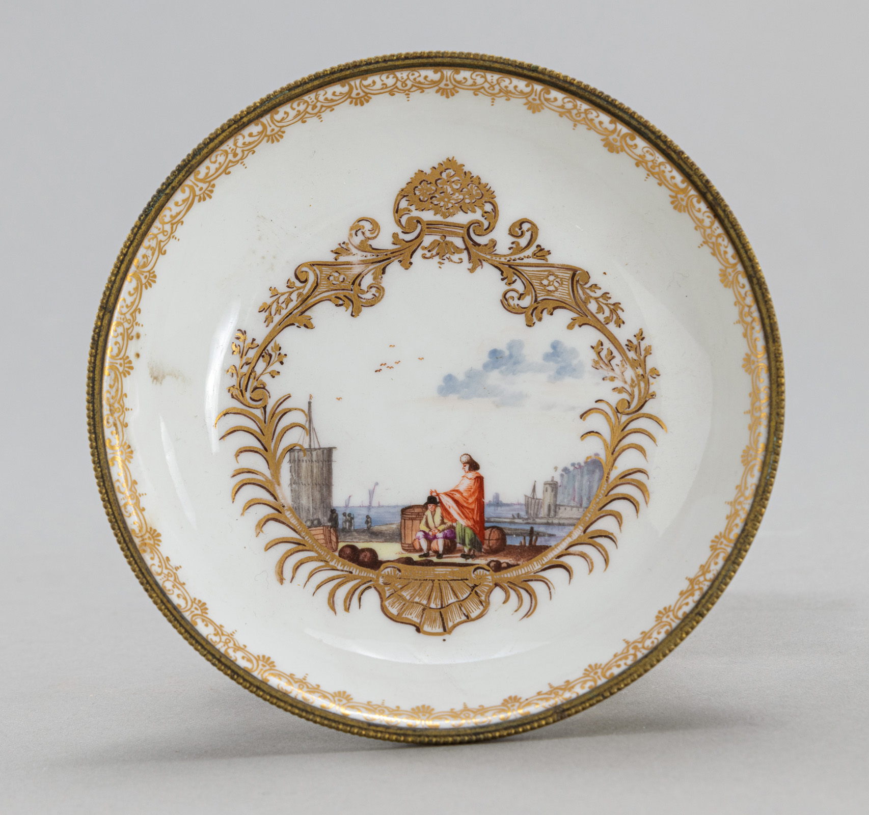 A GILT-METAL-MOUNTED MEISSEN SAUCER - Image 3 of 4