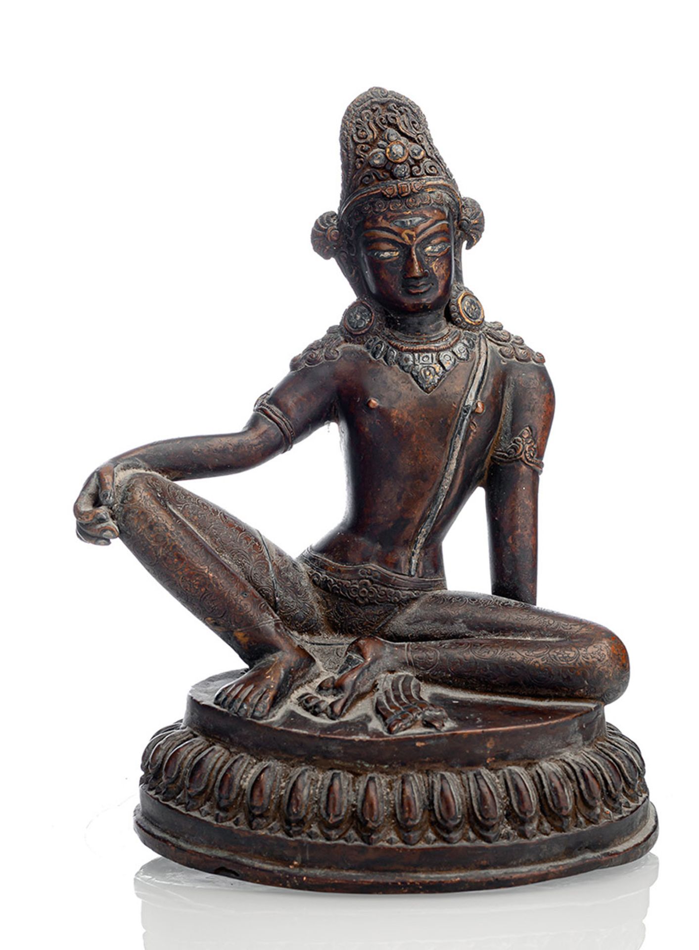 A BRONZE FIGURE OF INDRA