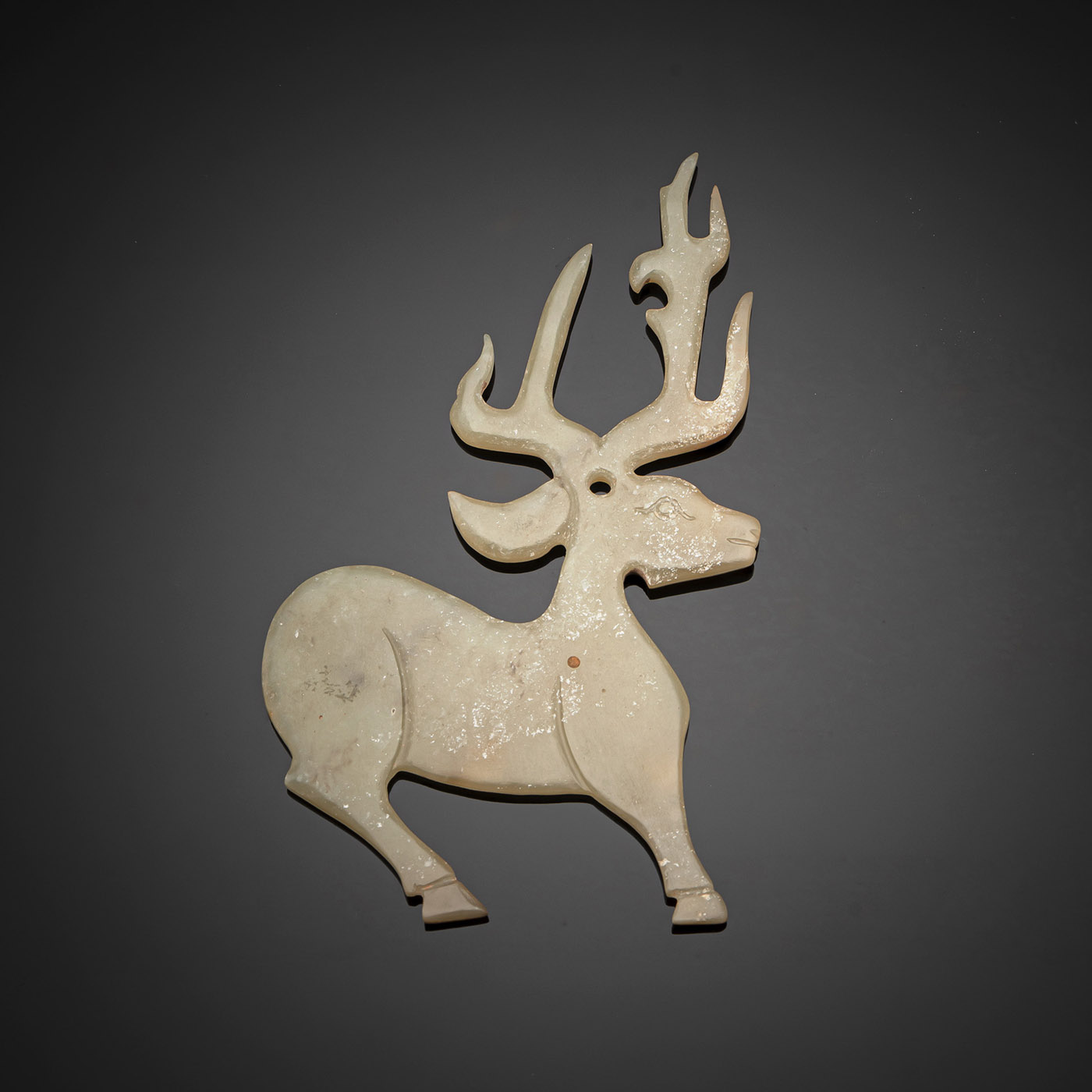 A RARE STAG-FORM LIGHT GREEN JADE PENDANT - Image 2 of 2