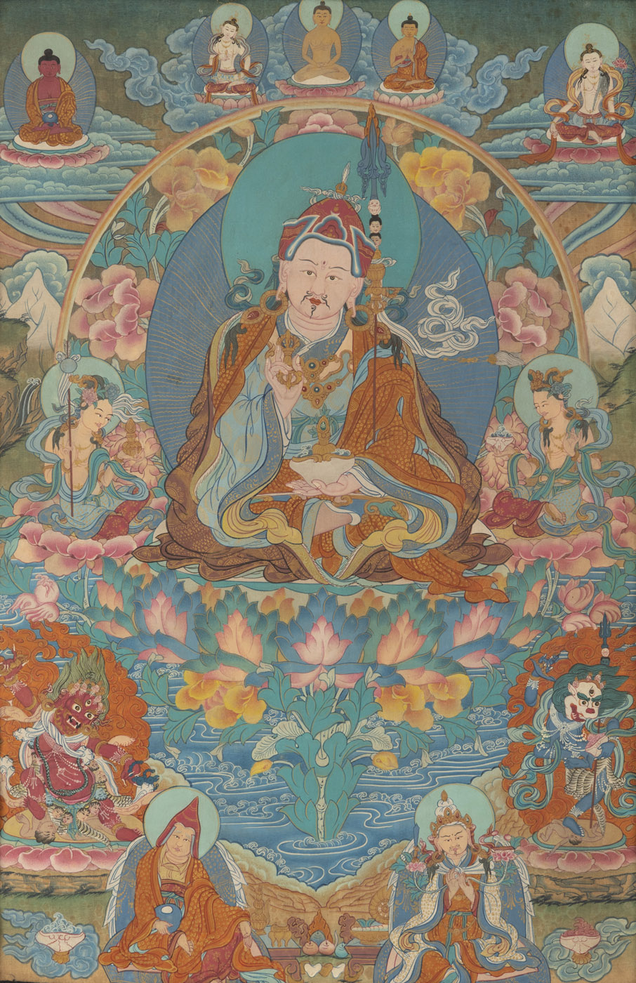 A GROUP OF NINE THANGKA DEPICTING BUDDHA, MAHAKALA AND OTHERS - Image 9 of 27