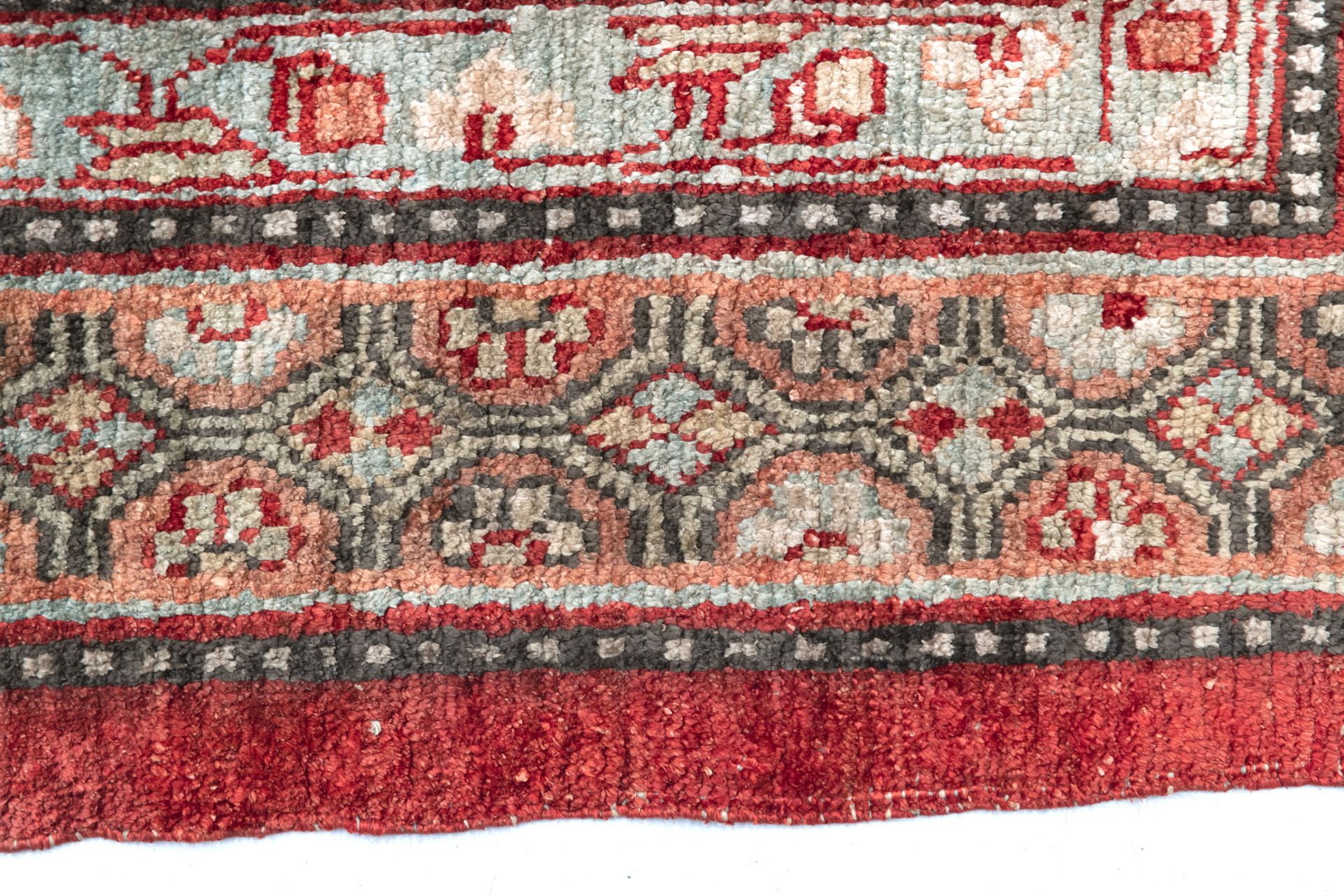 A RARE SQUARE KHOTAN SILK SEAT MAT - Image 3 of 5