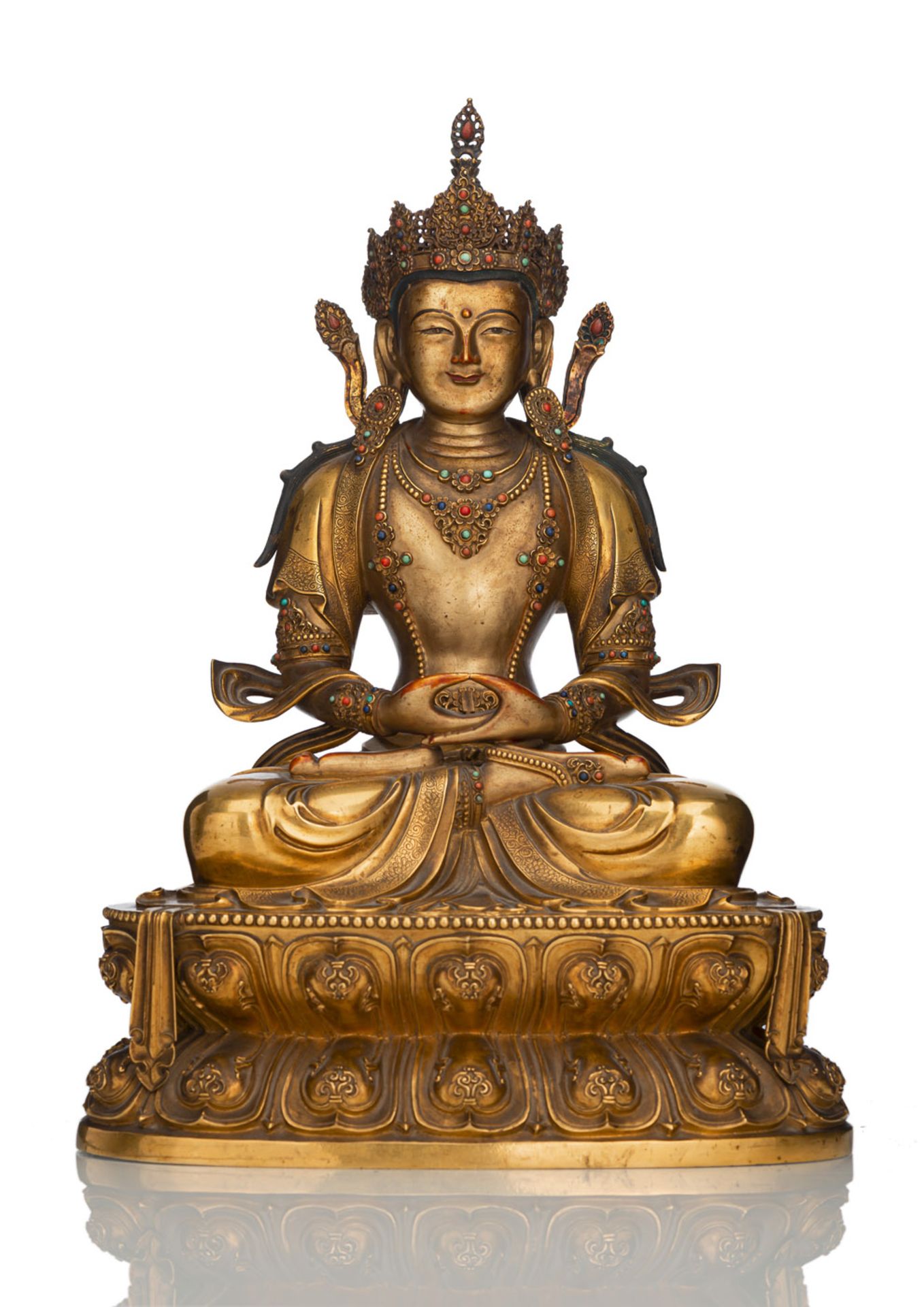 A VERY FINE GILT-BRONZE FIGURE OF AMITAYUS