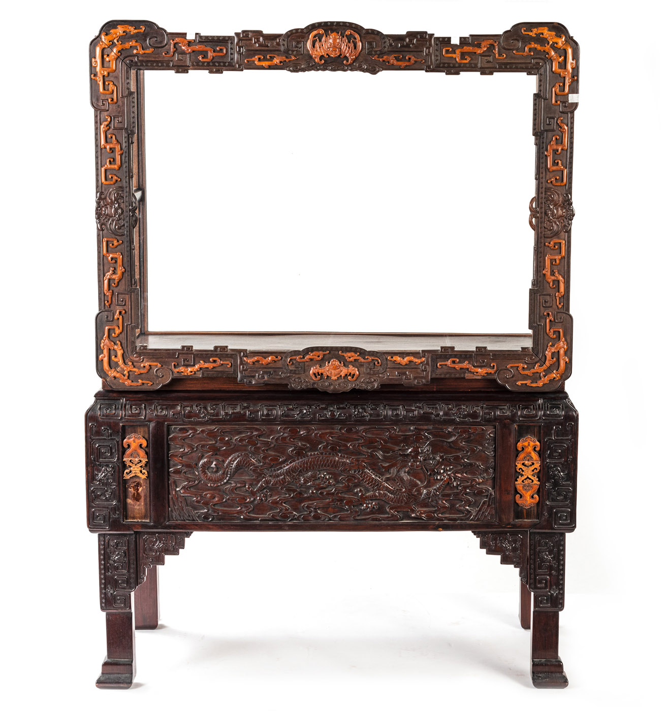 A FINE AND RARE CABINET MADE OF ZITAN, BOXWOOD, HONGMU AND OTHER WOODS - Image 2 of 6