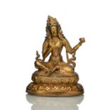 Feuervergoldete Bronzefigur, möglicherweise Mandavara