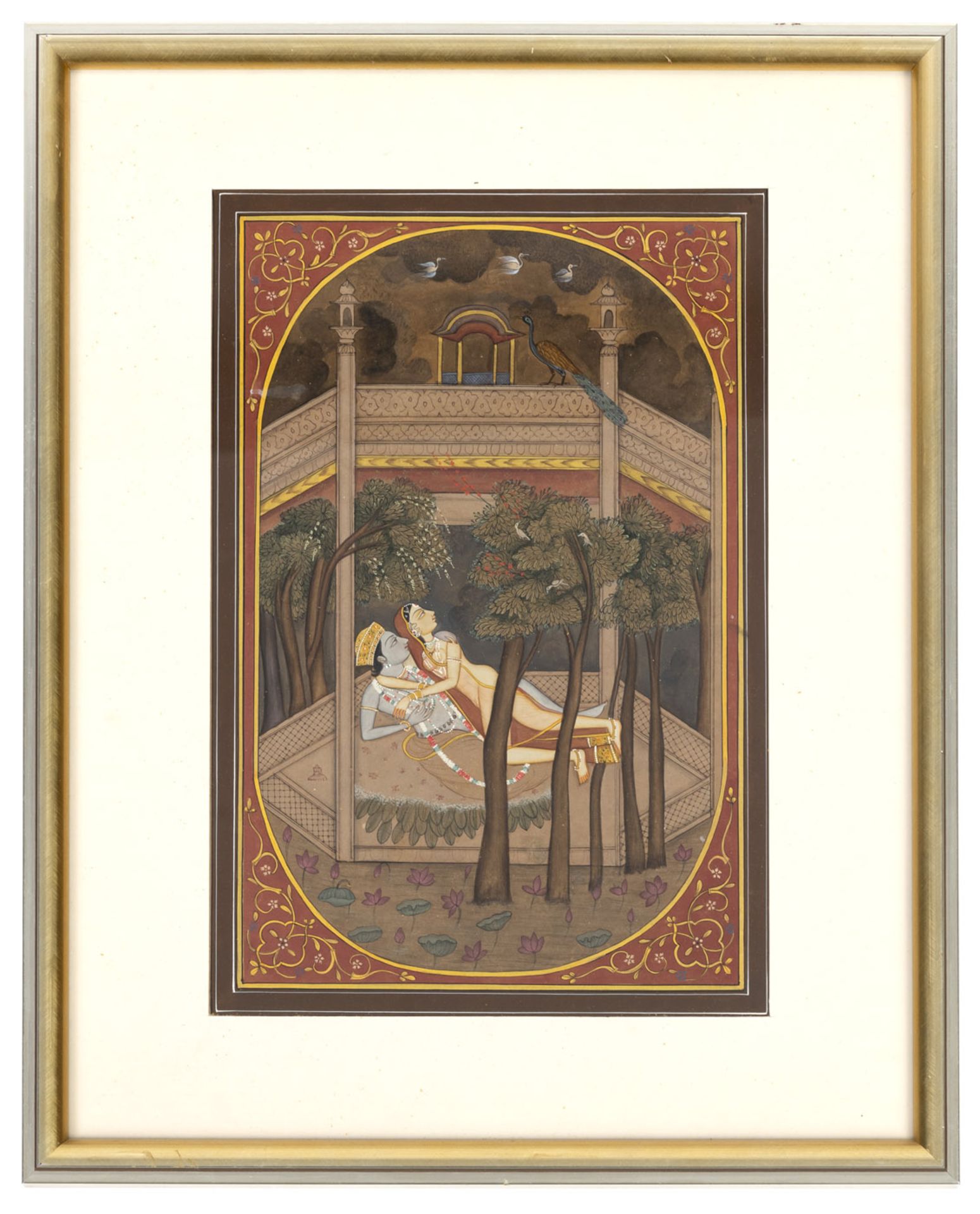 TWO POLYCHROME PAINTINGS DEPICTING KRISHNA AND KRISHNA WITH LAKSHMI - Image 3 of 3