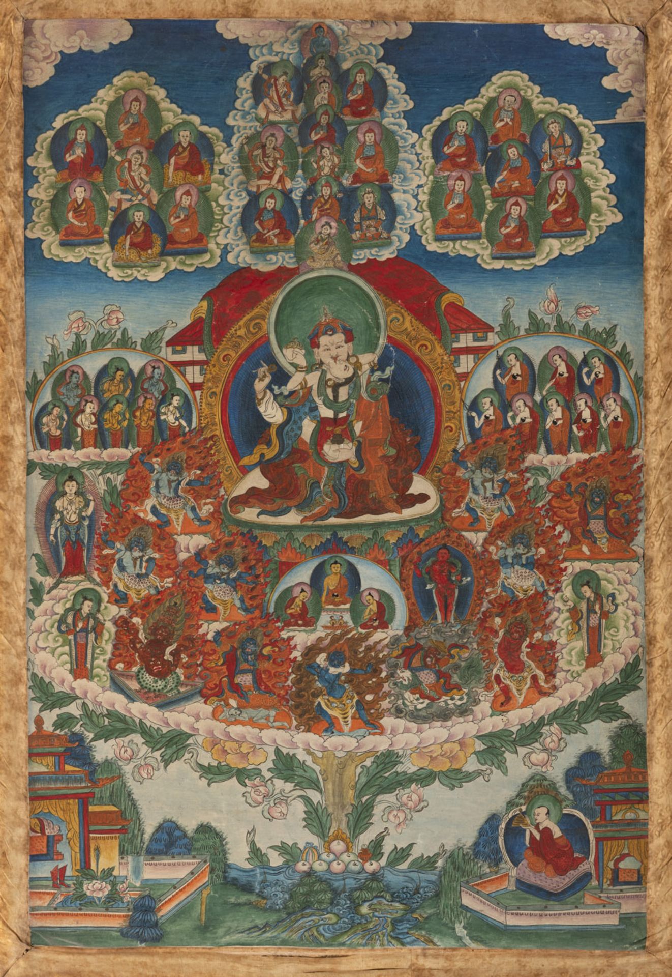 Thangka des Padmasanbhava in yab-yum