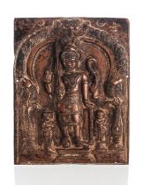 Plakette aus Bronze wohl mit Darstellung des Rama