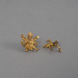 Zwei feuervergoldete Miniaturbronzen des Mahakala und einer Gefährtin
