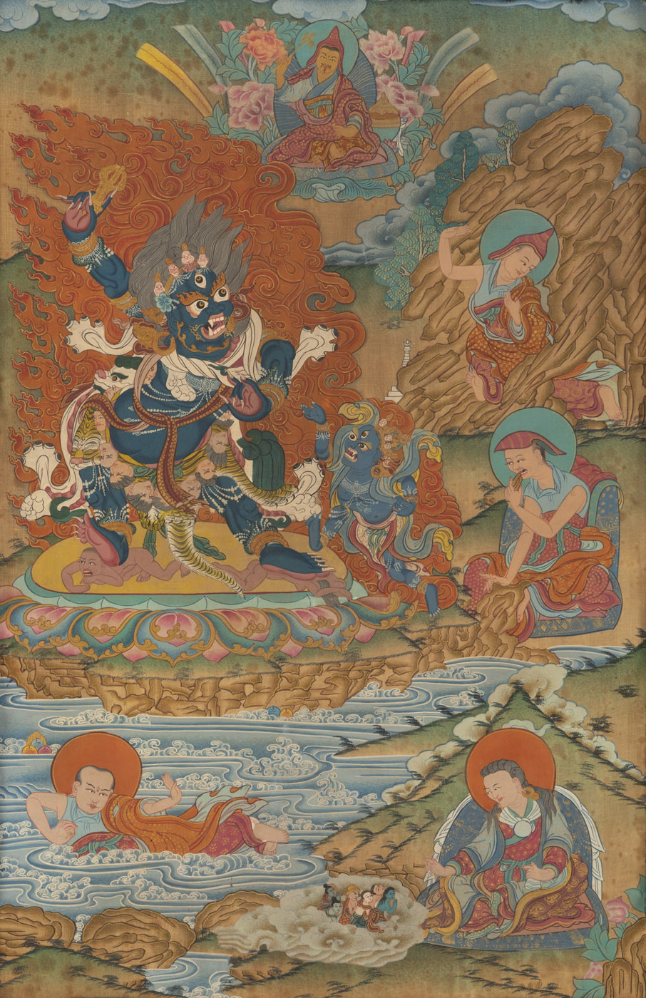 A GROUP OF NINE THANGKA DEPICTING BUDDHA, MAHAKALA AND OTHERS - Image 7 of 27