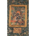 Thangka von Shri Devi in prächtiger Brokatmontierung