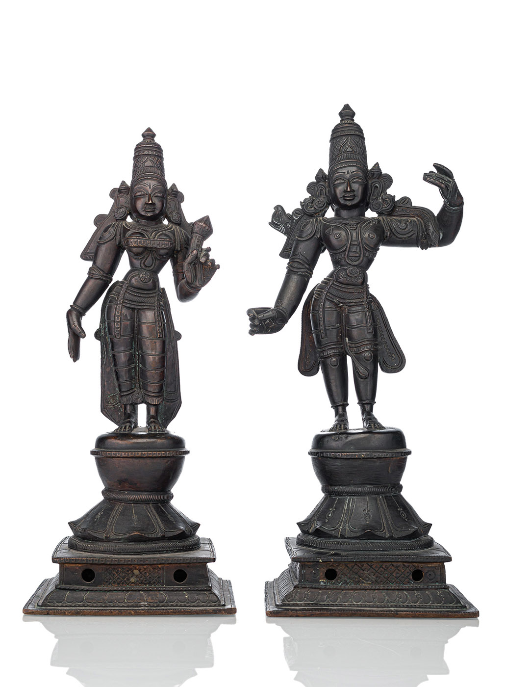 TWO BRONZE FIGURES OF RAMA AND DEVI