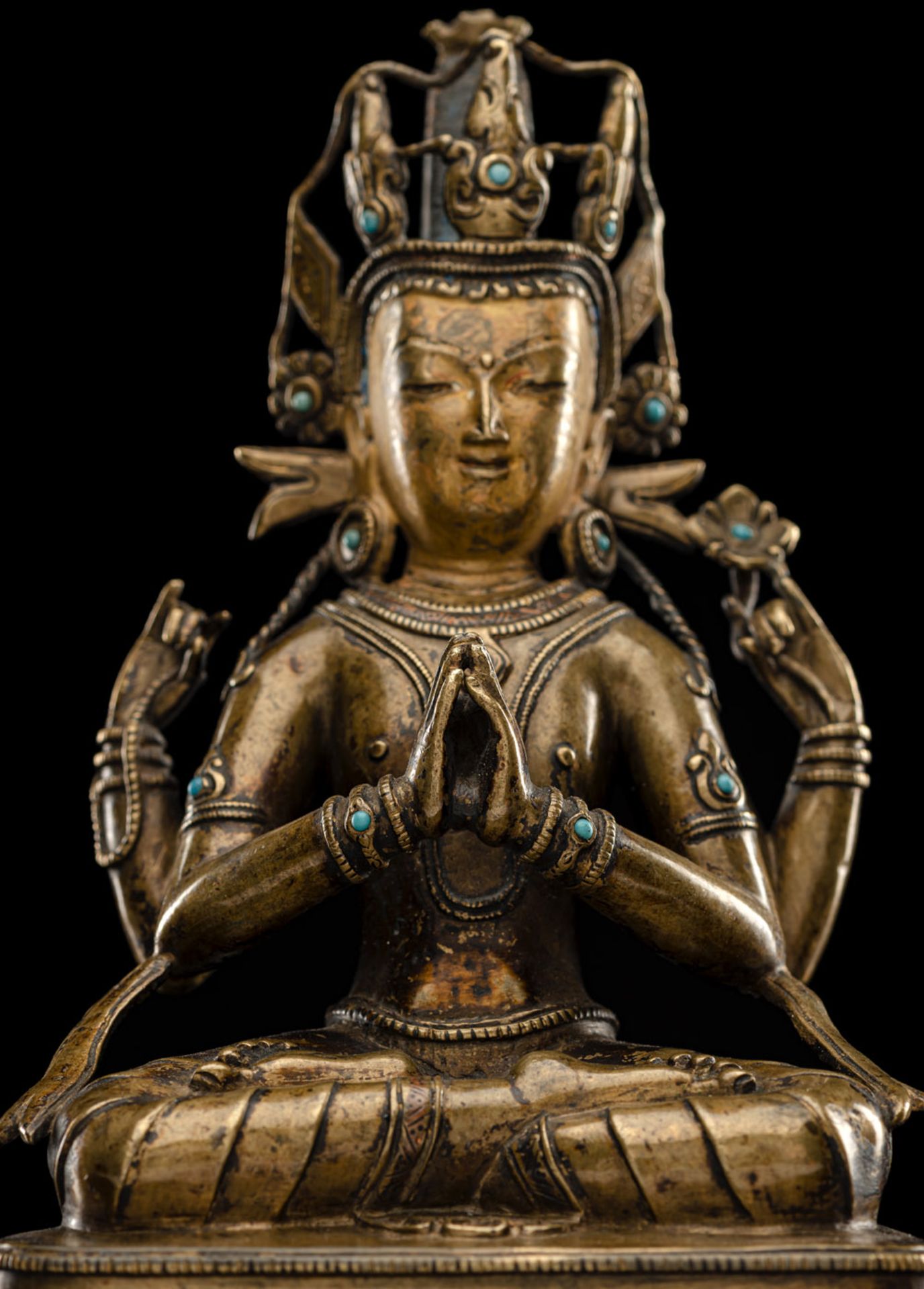 A BRONZE FIGURE OF SADAKSHARILOKESHVARA - Image 4 of 4