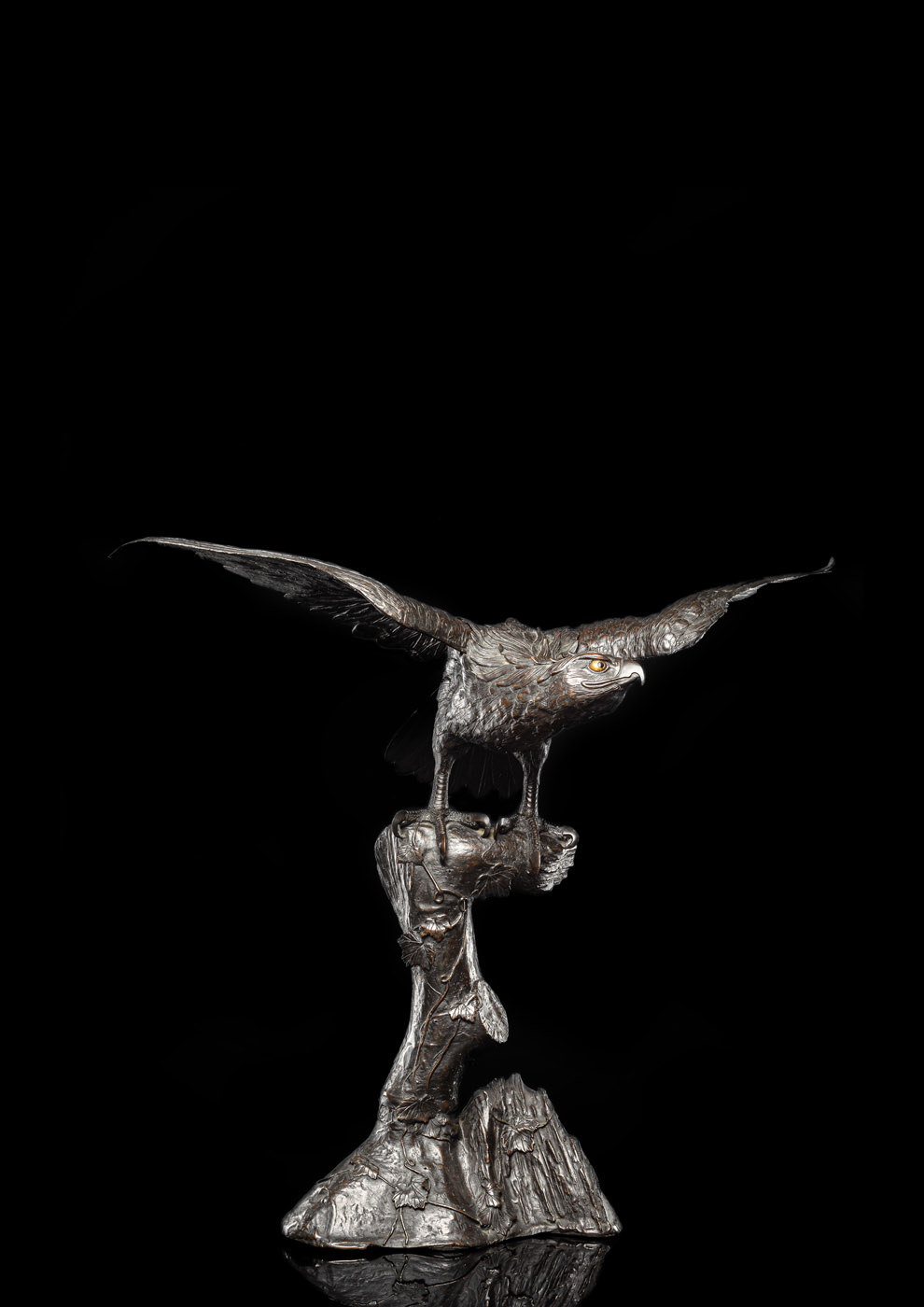 A BRONZE MODEL OF AN EAGLE -SHAPED KORO